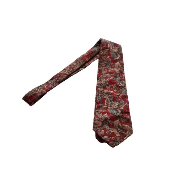 Men's Vintage Cambridge Classics Mervyns Red Hawaiian Print Silk  Neck Tie - Picture 1 of 3